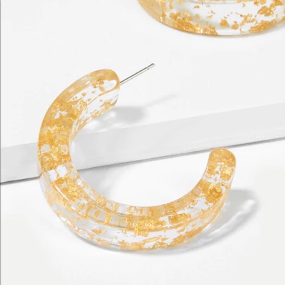 Glamorous Cut Hoop Clear Gold Glitter - Picture 2 of 3